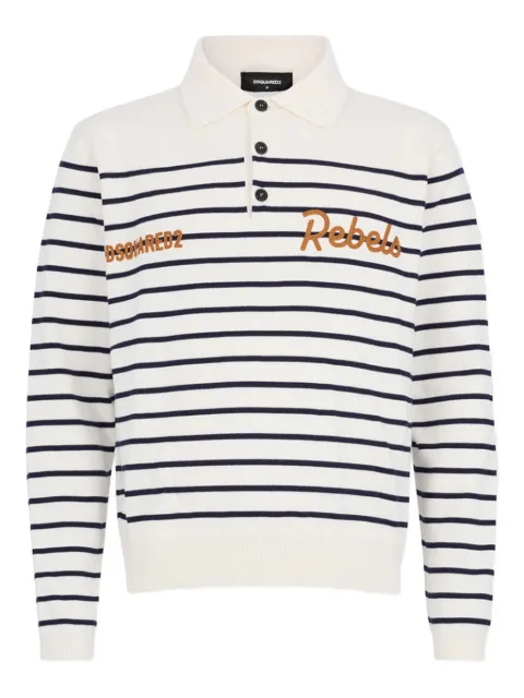 DSQUARED2 striped long-sleeves polo shirt White S74HA1632D13199