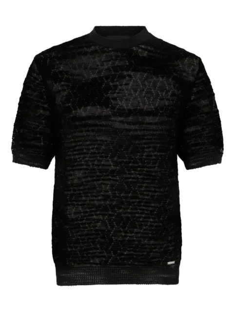 DSQUARED2 open work knit T-shirt Black S74HA1630D13204