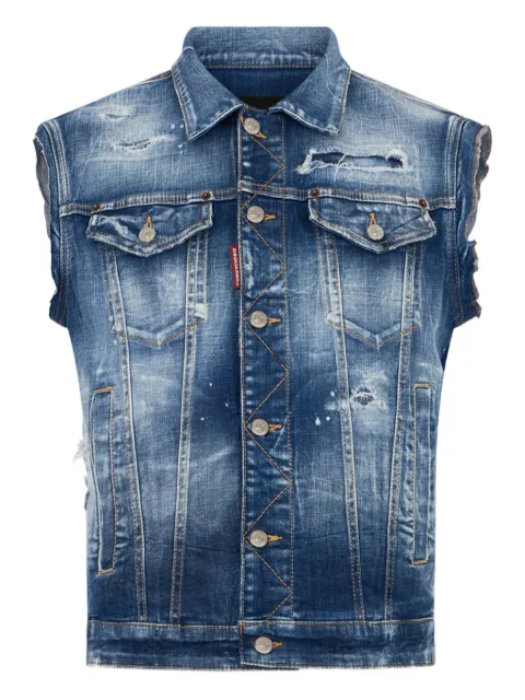 DSQUARED2 medium Side By Side wash classic vest Blue S71FB0512D30010