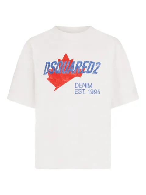 DSQUARED2 Rider logo-print maple-leaf T-shirt White S74GD1556D20106