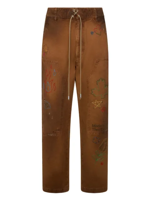 DSQUARED2 handmade Scribbles straight pants Brown S71KB0770D35106
