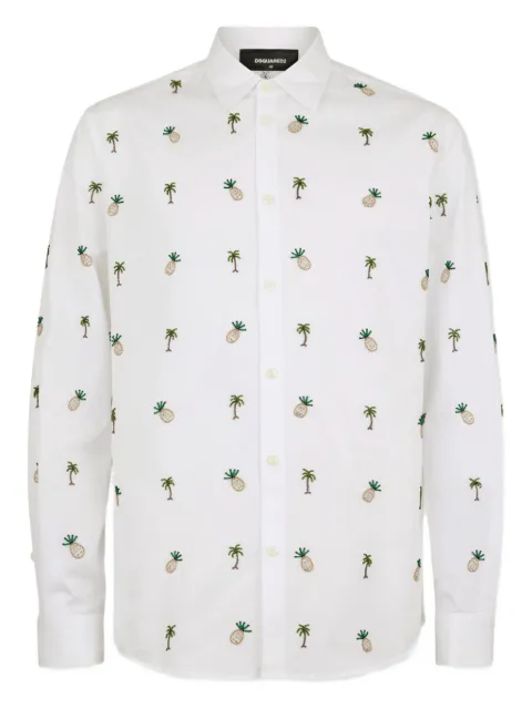 DSQUARED2 pineapples and palms embroidery shirt White S74DM1012S36275