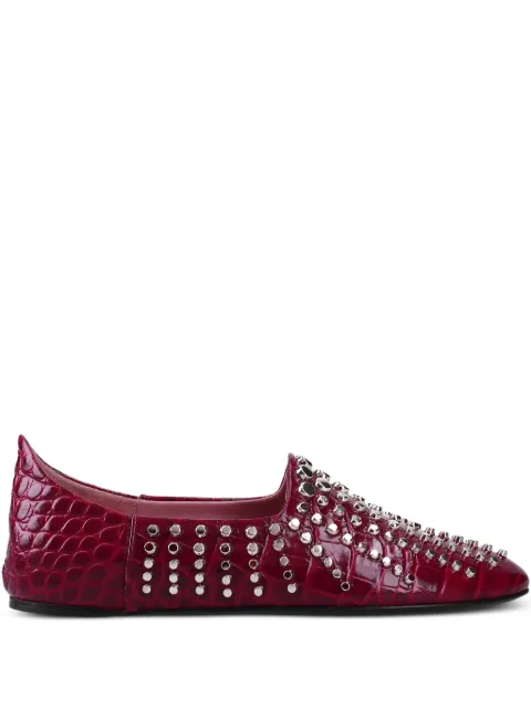 Premiata studded croc-embossed ballet flats Red M7008MALUXWINENINA