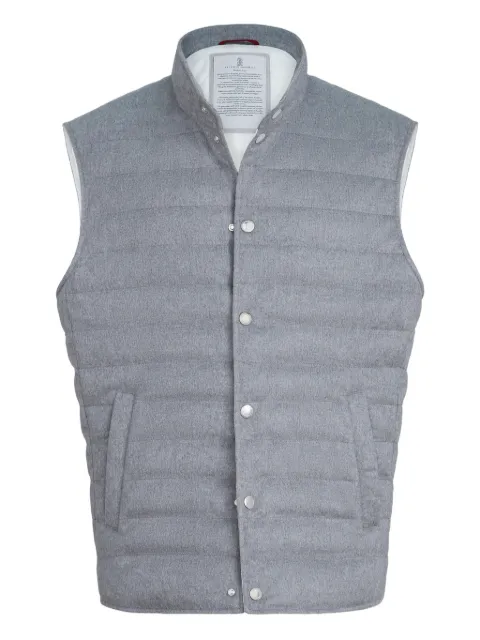 Brunello Cucinelli flannel-textured down gilet Grey MV4211850CDH81