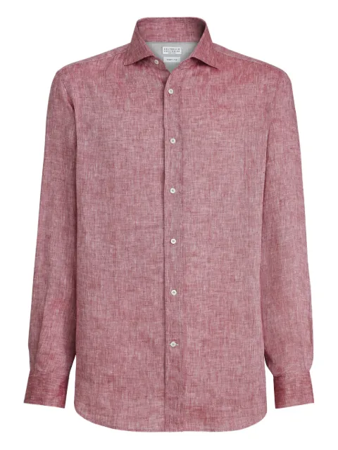 Brunello Cucinelli spread-collar linen shirt Red MM6840627C151