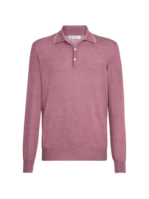 Brunello Cucinelli long-sleeve polo shirt Red MHS805905CCM86