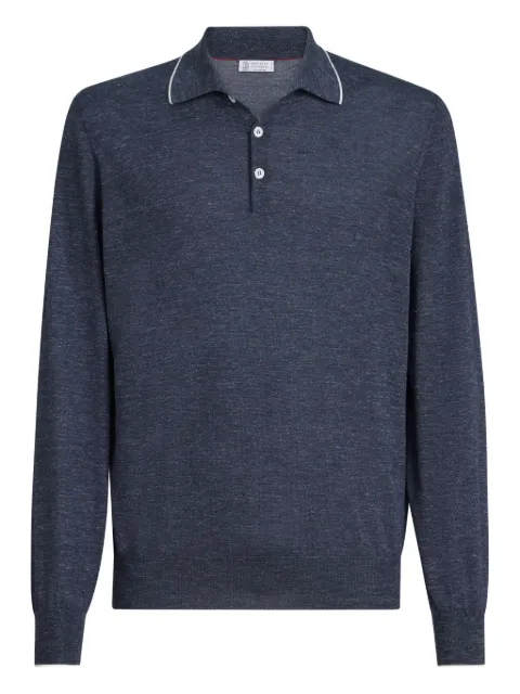 Brunello Cucinelli long-sleeve button-fastening polo shirt Blue MHS805905CKL07