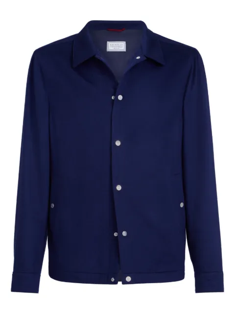 Brunello Cucinelli flannel-texture cashemere shirt jacket Blue MV4216556CA568