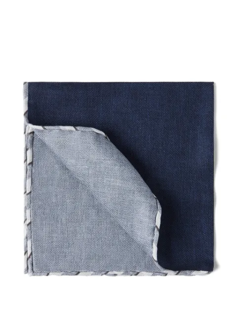 Brunello Cucinelli striped-border silk pocket square Blue MX8650091C2425
