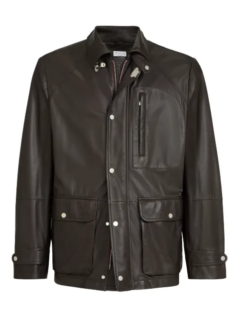 Brunello Cucinelli pocket calf leather jacket Brown MPLSG2066C4262