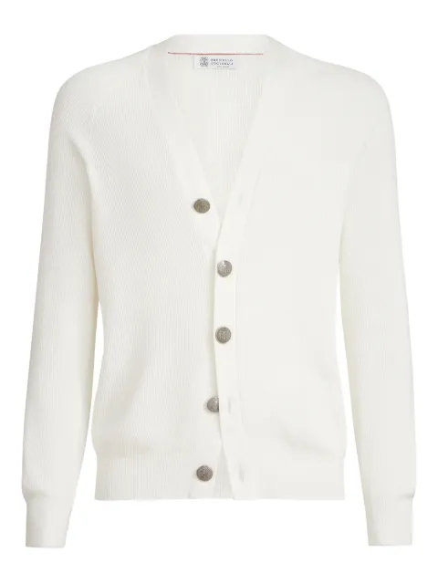Brunello Cucinelli english rib raglan cardigan White M29400116CO312