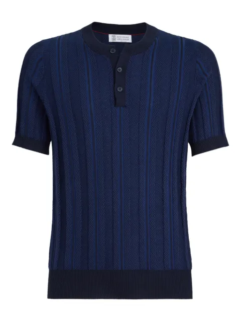 Brunello Cucinelli jacquard-textured rib-knit T-shirt Blue M29806301CFP55