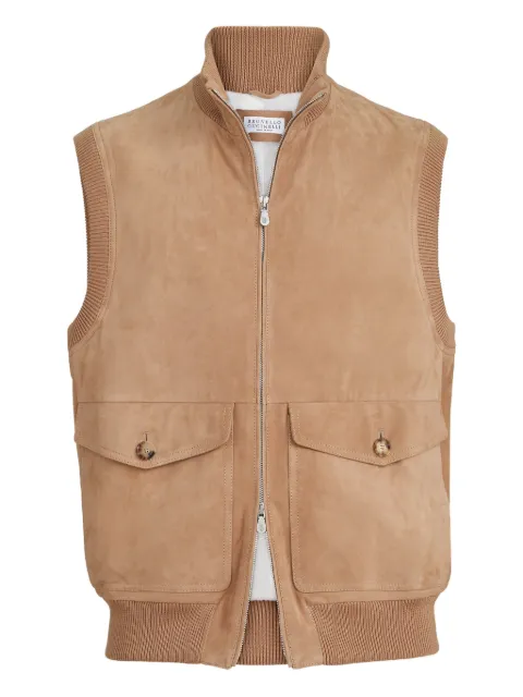 Brunello Cucinelli suede padded gilets Neutrals MPCLF2079CMJ06