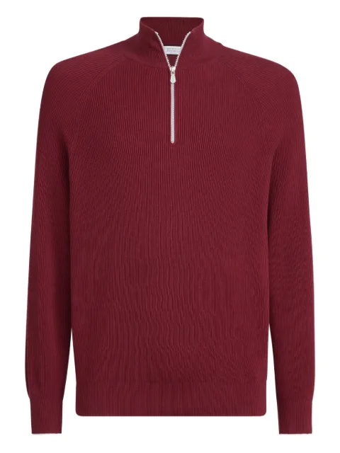 Brunello Cucinelli rib half zip jumper Red M29400104CDE54