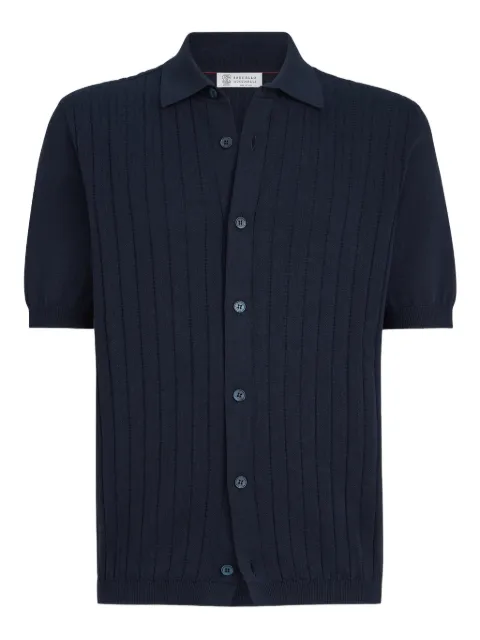 Brunello Cucinelli ribbed knit shirt Blue M29204006C2425