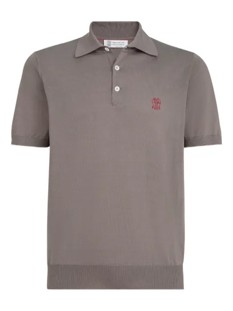 Brunello Cucinelli cotton lightweight knit polo shirt with logo Grey M29800195CLL90