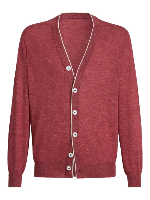 Brunello Cucinelli button-fastening V-neck cardigan Red MHS805906CFN82