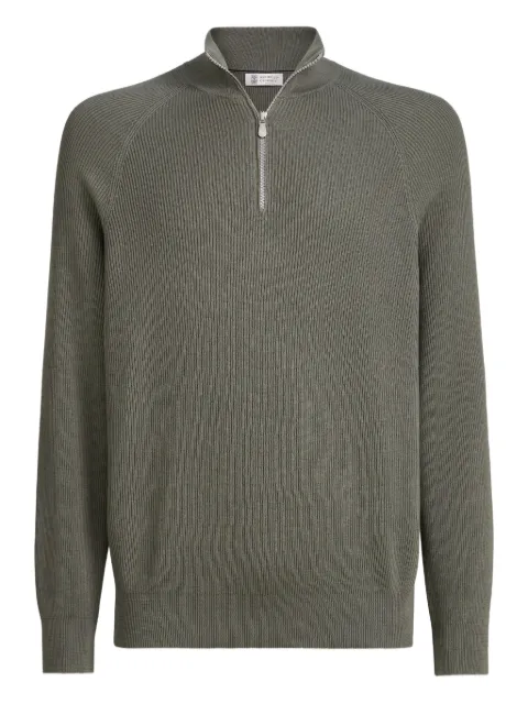 Brunello Cucinelli rib half-zip sweater Green M29400104CXS05