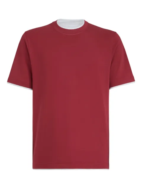 Brunello Cucinelli cotton jersey crew neck T-shirt with faux-layering Red M0B137427CLL16