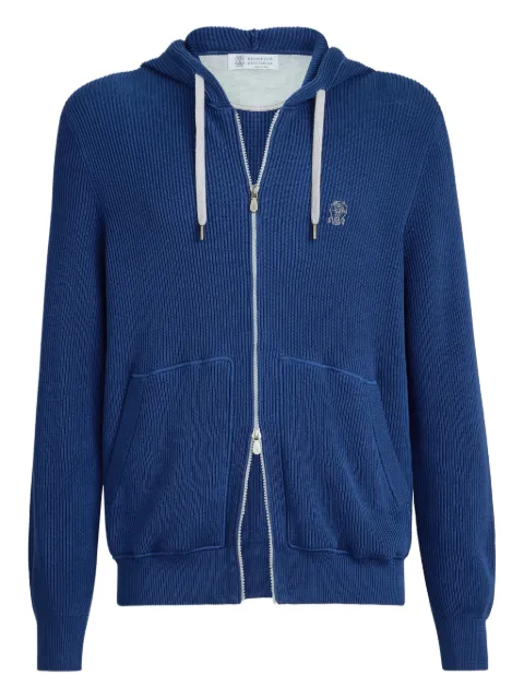 Brunello Cucinelli ribbed-knit hoodie Blue M29200416GC7943