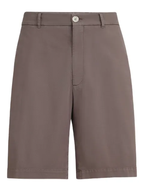 Brunello Cucinelli garment-dyed button-fastening cotton shorts Brown M289LU0010C6046