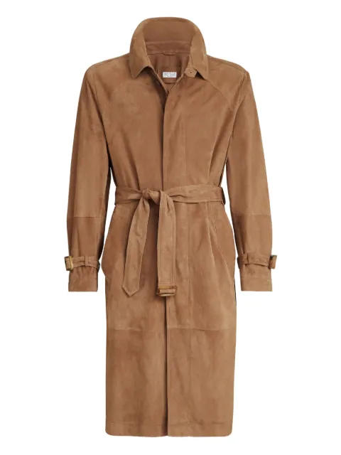 Brunello Cucinelli suede belted coat Brown MPCFN2067C8558