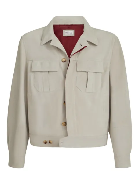 Brunello Cucinelli buttoned suede jacket Neutrals MPCLF2068CFY77