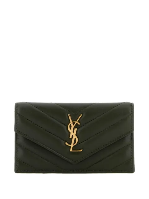 Saint Laurent quilted card holder Green 612808AAA44