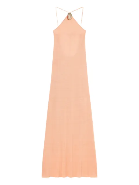 Alanui halterneck maxi dress Neutrals LWHI062R26KNI0013C3C