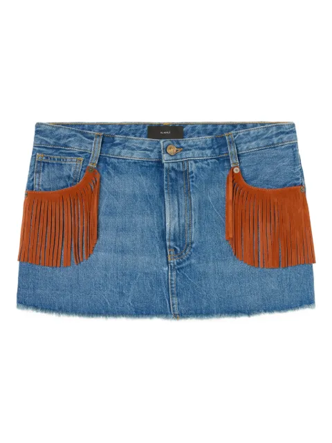 Alanui fringed-detail mini denim skirt Blue LWYF003R26DEN0014764