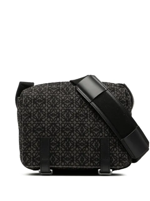 Loewe Pre-Owned 2021 XS Anagram Canvas Military Messenger Bag crossbody bag Black P7DQY2652EBWO31N