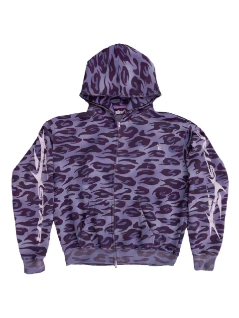 HELLSTAR zip-up cheetah hoodie Purple HSR072
