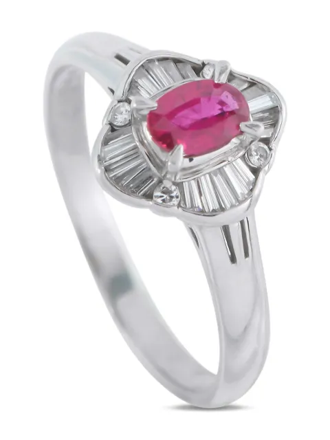 LB Exclusive platinum diamond and ruby ring Silver MF14110425