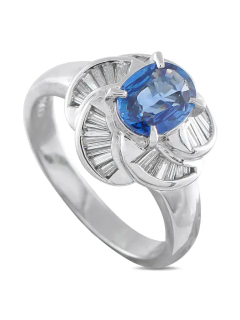 LB Exclusive platinum diamond and sapphire halo ring Silver MF18110425
