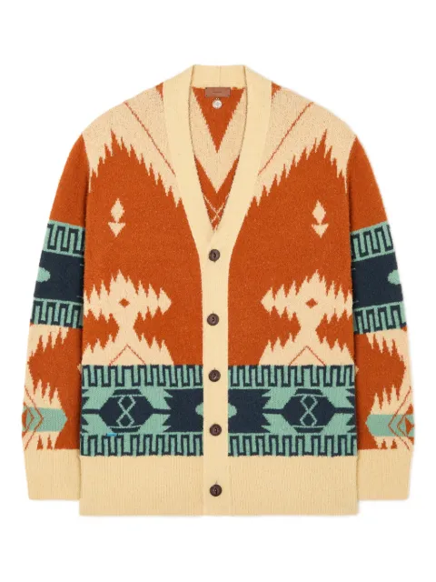 Alanui patterned button cardigan Orange LMHB035R26KNI0012019