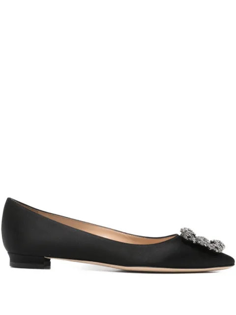 Manolo Blahnik Hangisiflat embellished pumps Black 9XX0348
