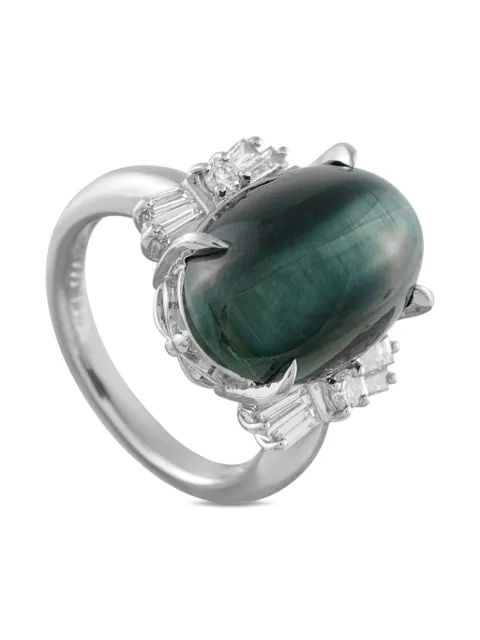 LB Exclusive platinum diamond ans cat-eye ring Silver MF32110425