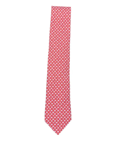 Ferragamo Elephant print silk tie Red 788977