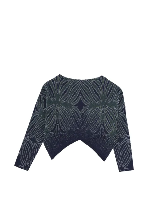 Circus Hotel patterned cropped knitted top Blue H5WG20DCO01