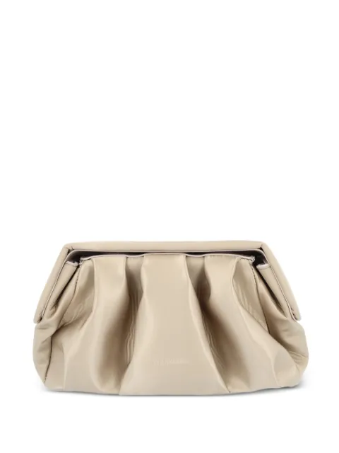 Themoirè ruched clutch bag Neutrals TMFW25AFSA126OYSTER