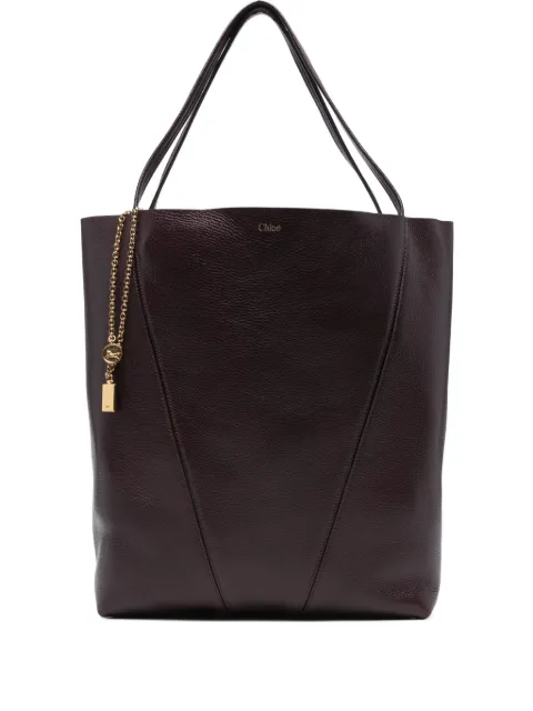Chloé large Spin grained-leather tote bag Red CHC25SS810N84