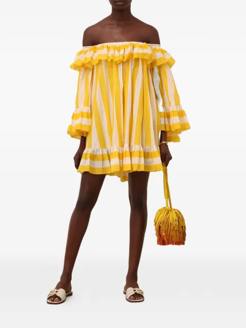 ZIMMERMANN Daylight ruffled striped mini dress Yellow 6441DRS263
