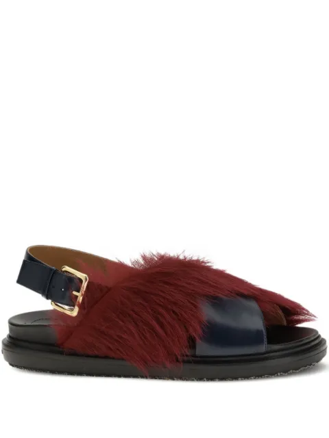 Marni long-hair and leather Fussbett sandals Red FBMS018101P7614