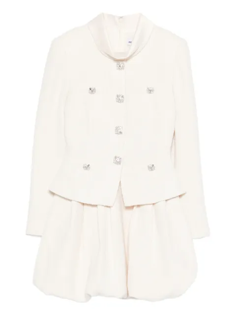 Self-Portrait bouclé collared mini dress Neutrals RS26161SA