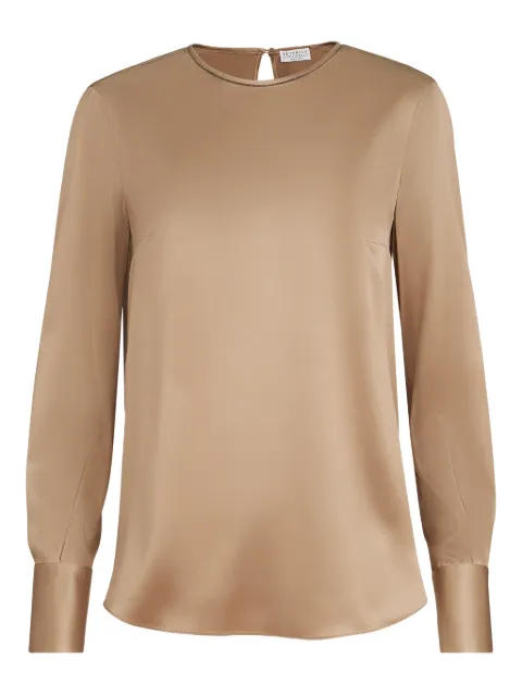 Brunello Cucinelli monili-detail long-sleeve blouse Neutrals M0C59DF400C9237