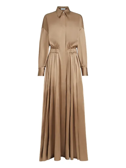 Brunello Cucinelli monili-detail silk maxi dress Brown M0C59AFO62C9237