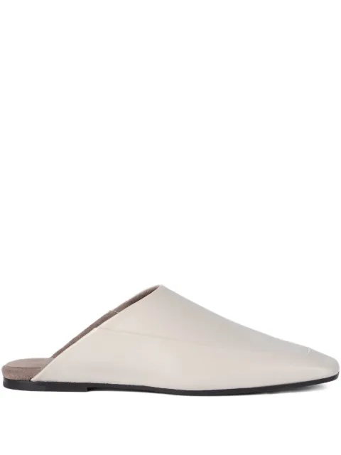 Brunello Cucinelli square-toe leather flat mules Grey MZSKC3217C8922