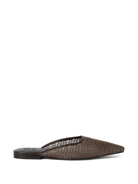 Brunello Cucinelli monili-embroidered leather mules Brown MZSFC3177C8279