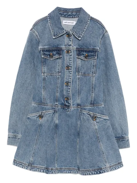 Self-Portrait Buttoned Pocket Dress Blue RS26811S