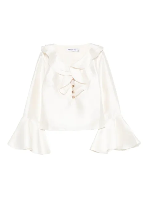 Self-Portrait taffeta ruffled blouse Neutrals RS26202T